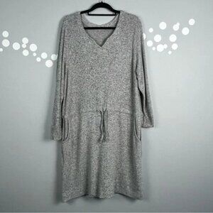 Soft Surroundings Easy Living Knit Lounge Dress Size L Gray Pockets
